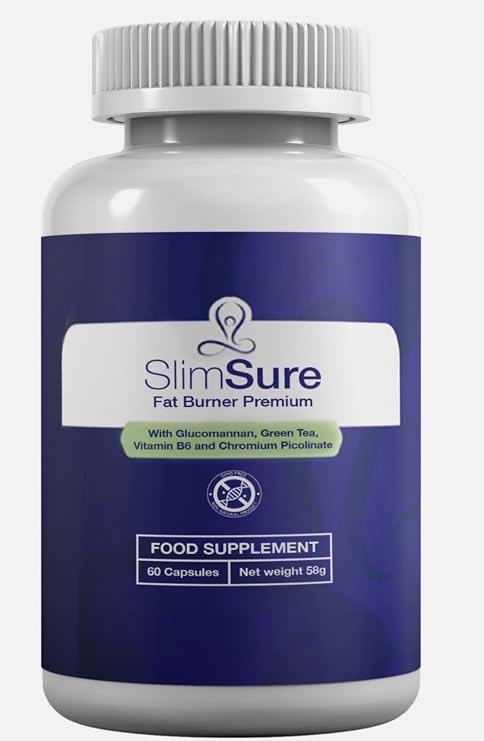 Slimsure, 60 Capsules, Fat Burner Premium Edition, Weight Support with Gut Health Probiotics, Boost Energy, Gluten Free, Slim Sure with Added Glucomannan