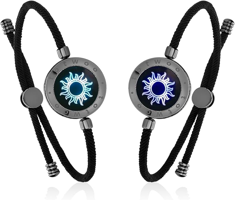 TOTWOO Long Distance Touch Bracelets for Couples-Candy Collection, Vibration & Light up for Love -Pair of Couples Bracelets |Unique Long Distance Relationship Gifts for Girlfriend