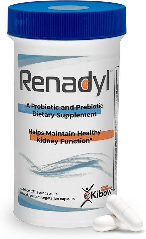 Renadyl Kidney Probiotic Supplement | Urea, Creatinine, Uric Acid Support | 45 Billion CFUs | Clinically Tested, Non-GMO, Made in USA, 60 Capsules (1 Bottle, 1 Month Supply)