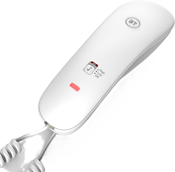 BT Corded Telephone - White, Duet 210, Phone with 10 Quick Dial Memories