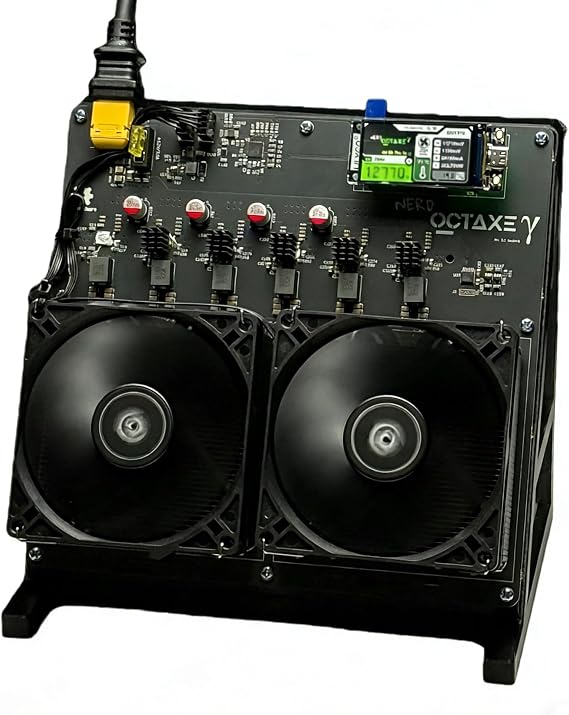 Nerdqaxe++ Bitcoin Home Miner 12TH/s 240W with Four Fans and Eight BM1370 ASIC Chips Dual-Fan Plug-and-Play 2.4G WiFi and Quiet for Crypto Machine Bitcoin Miner for Beginners