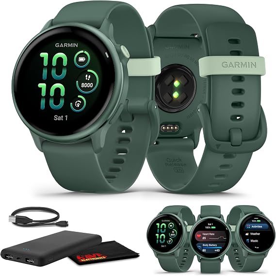 Garmin Vivoactive 6 Fitness GPS Smartwatch (Metallic Jasper Green) Bundle