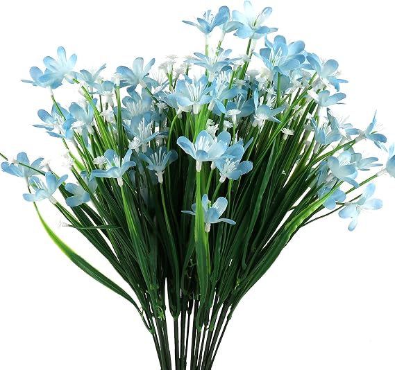 Moiitee Artificial Daffodil Flowers Bundle - Outdoor Artificial Flowers UV Resistant, No Fade, Suitable for Wedding Bridal Bouquets, Outdoor, Home Garden & Vase Decor (Blue)
