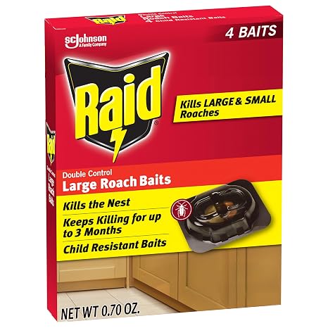 Raid Roach Baits, Child Resistant, for Indoor Use, Kills Roaches for 3 Months, 4 Count