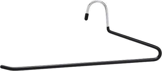 Amazon Basics Non-Slip Trouser/Slack Hangers, Pants Closet Organizer with Easy Slide Design, Metal with Rubber Coating, Black/Silver, 30-Pack