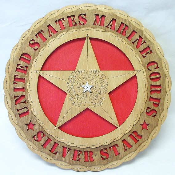 Custom Laser Accents Marine Corps Silver Star Wall Tribure