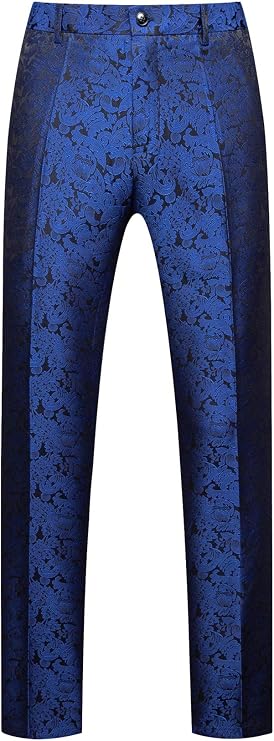 MOGU Mens Tuxedo Suit Pants for Wedding Party Jacquard Floral Design