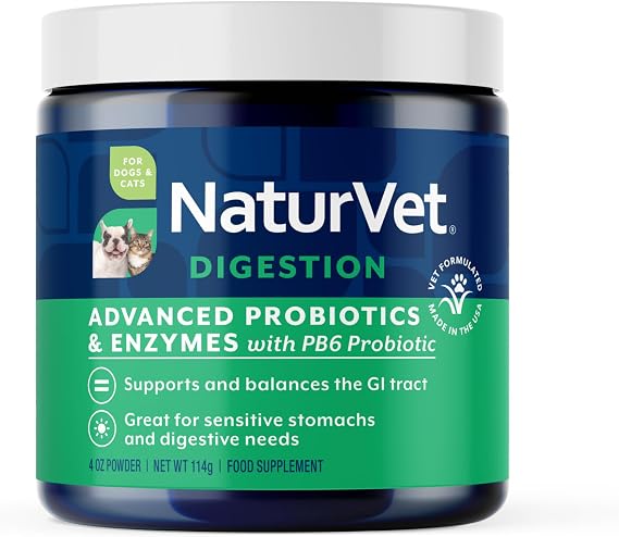NaturVet Advanced Probiotics & Enzymes Supplement for Dogs & Cats - 4 oz