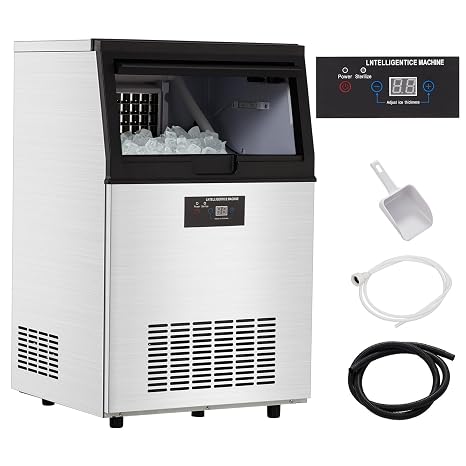 Ice Maker Machine, 80LBS/24H Ice Makers Countertop Ice Capacity, 30LBS Ice Bin, 32 Ice Cubes/Cycle, Commercial Ice Maker Machine Freestanding Ice Maker for Home Bar Party