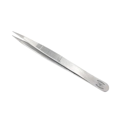 Stainless Steel General Purpose Forceps with Straight Strong Tips (4.75 in. (120mm), Serrated Tip and Grip)