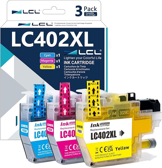 LCL LC402 LC402XL High Yield Pigment Ink Cartridge Replacement for Brother LC402XL3PKS LC402XLC LC402XLM LC402XLY for MFC-J5340DW MFC-J6540DW MFC-J6740DW MFC-J6940DW (3-Pack CMY)
