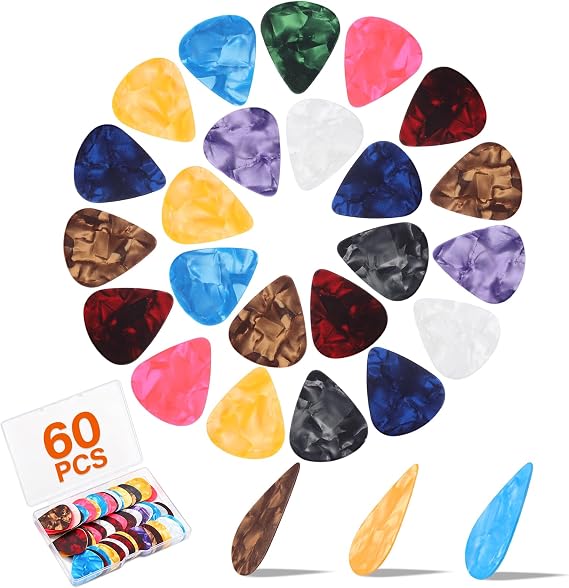 60 Pack Guitar Picks, 3 Different Thickness Electric Guitar Pics