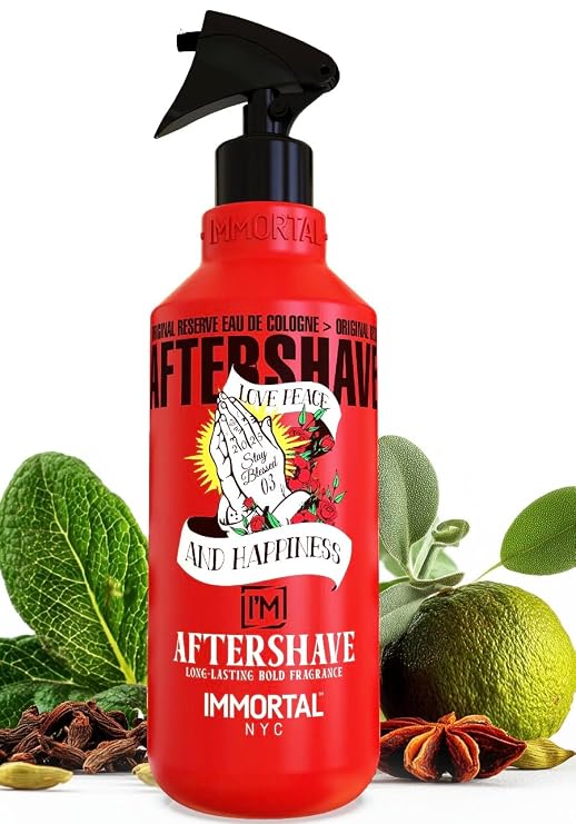 Immortal NYC Stay Blessed 03, After Shave Spray Body/Face Men's Cologne, 17 oz, Exclusive Barbers, Softens Skin, Refreshes, Disinfects and Relieves Face and Skin, Moisturizing Formula After Shaving