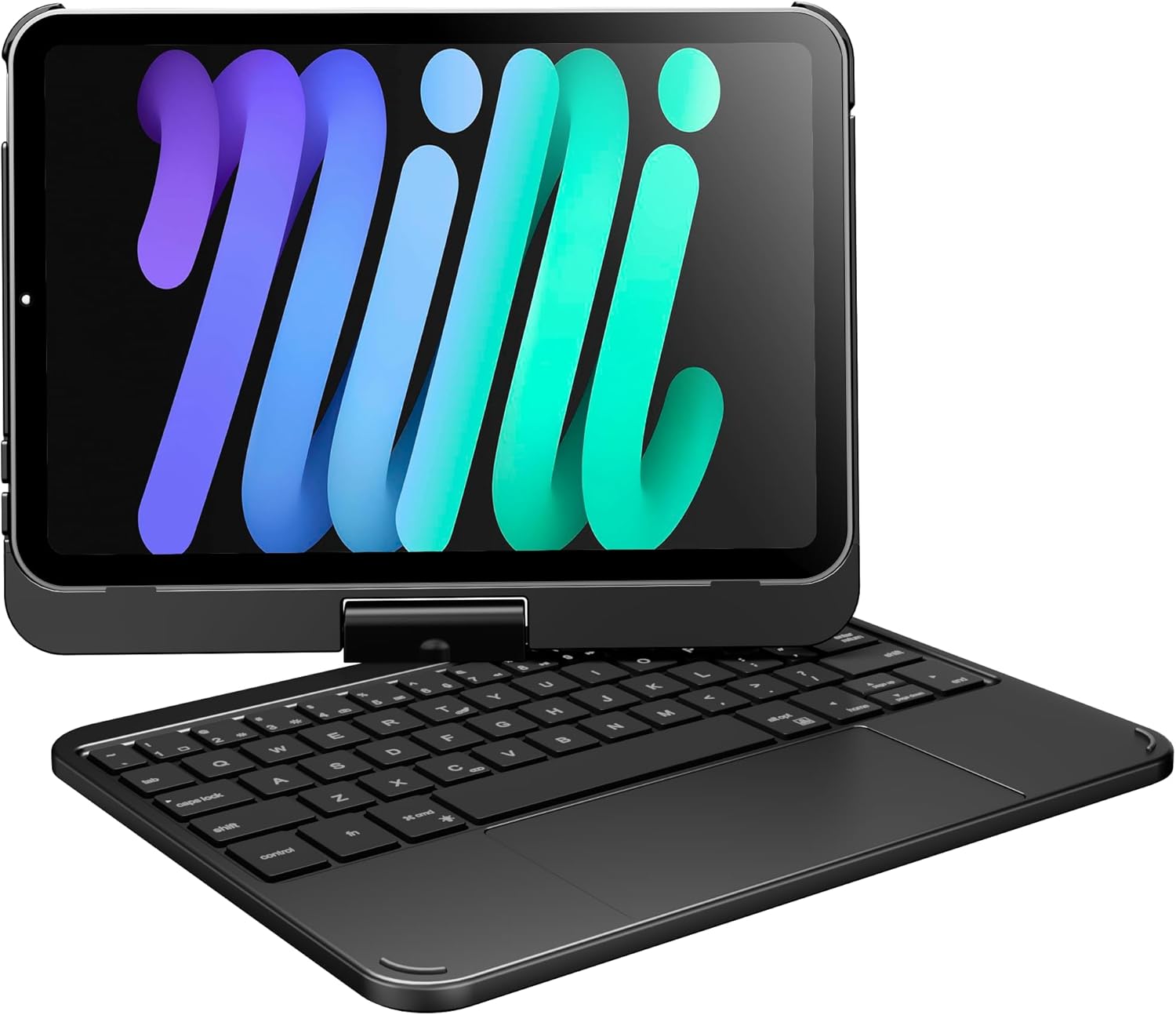 Keyboard Case for Apple iPad mini 7th Gen A17 Pro iPad mini 6th Generation: Compact Smart Rotatable Cover Multi-Touch Trackpad, RGB Backlight for Teens and Students, Black