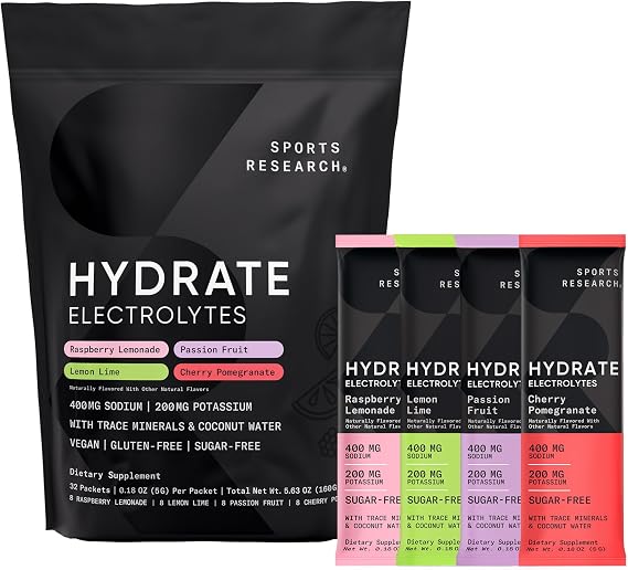 Sports Research Hydrate Electrolytes, 32 Variety Packets
