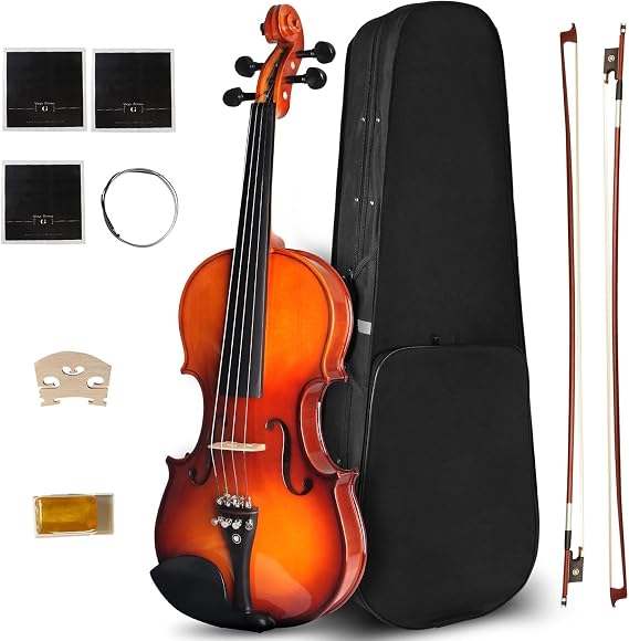 Full Size Violin, Full Size with Strings and Rosin, Full Size Violin for Beginners (1/2CVN-300)