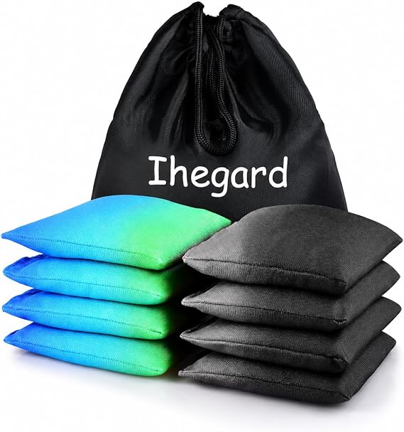 Cornhole Bags Set of 8, Bean Bags with Tote Bag | Weather Resistant, Gradient Colors, Modified Size, Durable Stitching, Set of 8 Bean Bags, Tote Bag for Outdoor Tossing Games
