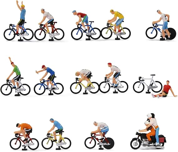 Evemodel P8722 Model Cycling Scene HO Scale 1:87 Cyclist Photographer 15 Poses Bike Motorcycle