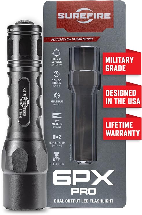 SureFire Handheld LED Flashlight - 6PX Tactical 600 Lumens 8,700 Candela