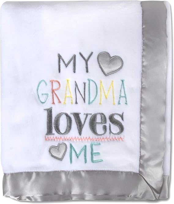 30x40 Fleece Baby Nursery Blanket with Satin Trim for Boys, Girls, and Unknown Gender Baby (Grandma's Love)