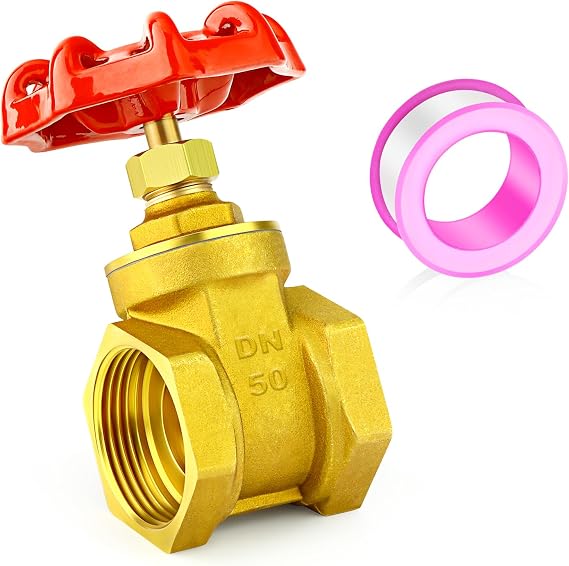 GASHER 1PCS 2 Inch Brass industrial Gate Valve, Heavy-duty Rotary Sluice Valve with Female x Female Threads, with Wheel Handle, For Water, Oil, Gas