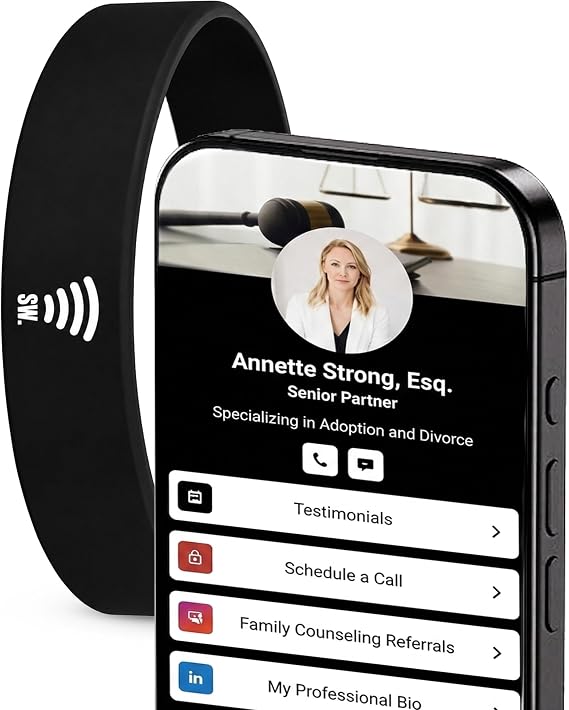 Digital Business Card Bracelet, Tap to Share Bracelet, Medical Alert Bracelet, Fundraising Bracelets, Networking Bracelet, Compatible with iPhone and Android | Compatible with iPhone & Android; ideal for medical alert, fundraising, networking & events; no app required