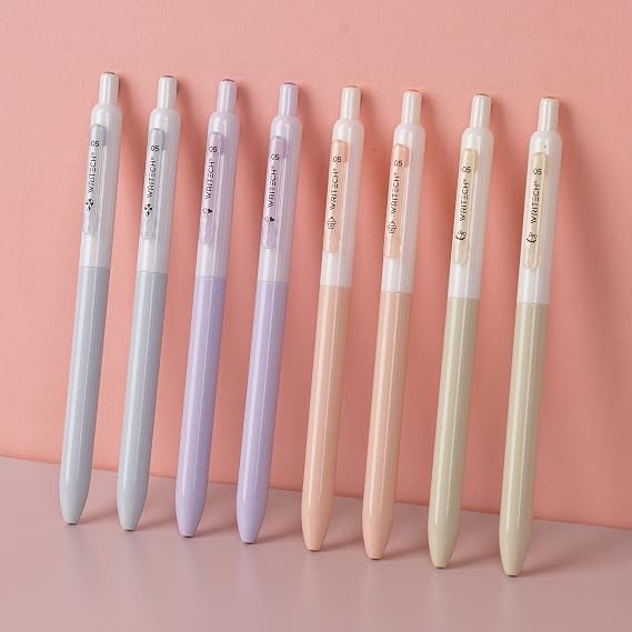 WRITECH Gel Pens Fine Point: 0.5mm Black Silent Click Needle Tip 8ct