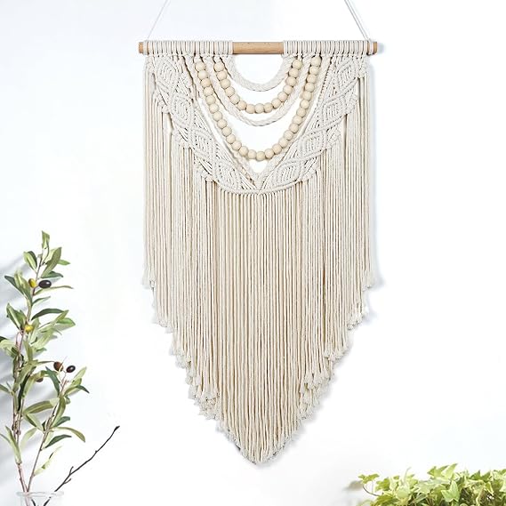 LOMOHOO Macrame Wall Hanging Hanging Wall Decor Tapestry Wall Hanging 42x76CM Woven Tapestry Macrame Wall Decor Boho with Tassel, Macrame Wall Art for Bedroom Livingroom Apartment Dorm