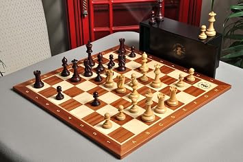 The Gilded Grandmaster Chess Set, Box, Board Combination - 4.0" King - Rosewood Gilded & Boxwood