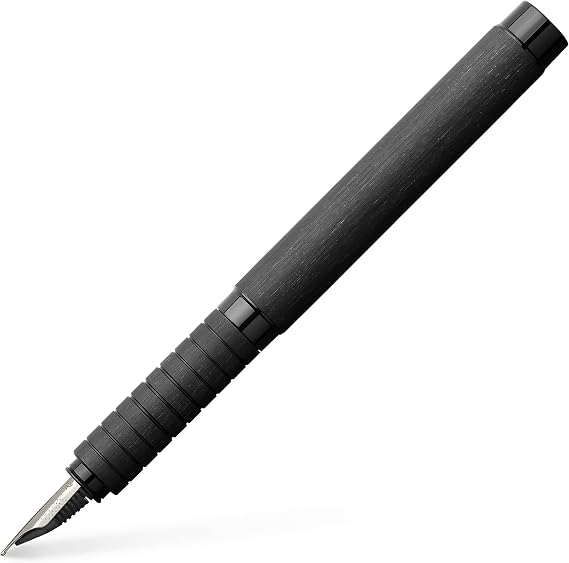 Faber-Castell Essentio Aluminum Black Fountain Pen - Medium Nib with Black Ink - Fine Writing Instruments