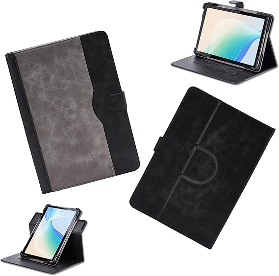 Case for Tibuta Smartpad E220 Tablet Case 360 Degree Rotation Multi-Viewing Angels PU Leather Stand Folio Cover Black