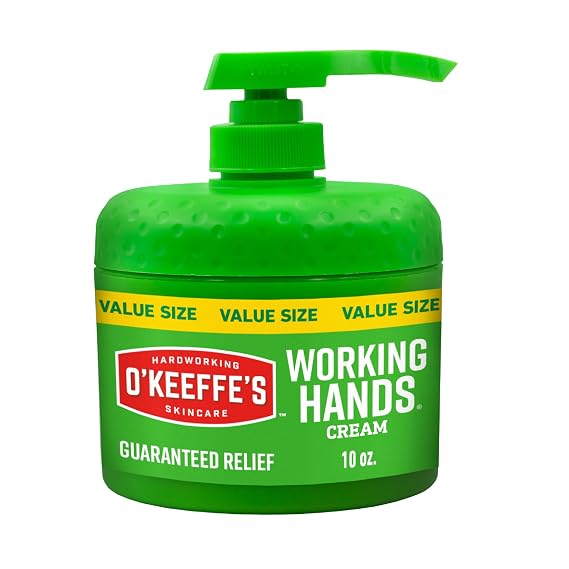 OKeeffes Working Hands Cream, Pumpable Jar, 10oz, Extreme Dryness | Repairs Cracked, Dry Hands, Unscented, Hypoallergenic, Non-Greasy Formula, Easy Pump Application
