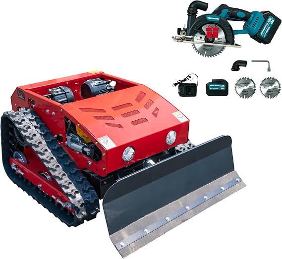 9hp Remote-Controlled Lawn Mower, Tracked Powerful All-Terrain Lawn Mower and Weeder, 45 Climbing Capacity with Snowplow