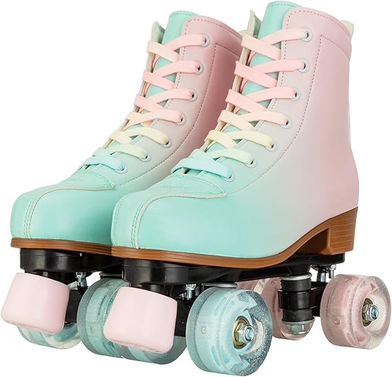 Comeon Roller Skates for Women PU Leather Roller Skates High-Top Leather for Beginners Teens for Woman,Girls and Boys,Adult