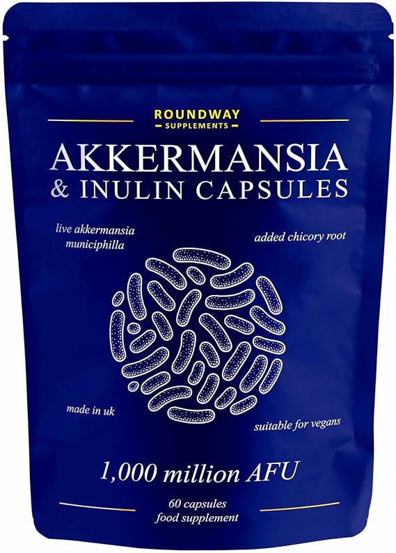 Akkermansia Muciniphila Supplement with Chicory Root Inulin | Bio Cultures with Delayed Release Capsules | High Strength 1,000 Million AFU | 60 Capsules, Made in UK by Roundway Supplements