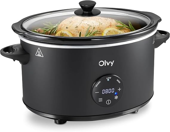 Olvy Slow Cooker 6L Schongarer Elektrisch für Familien Meal Prep