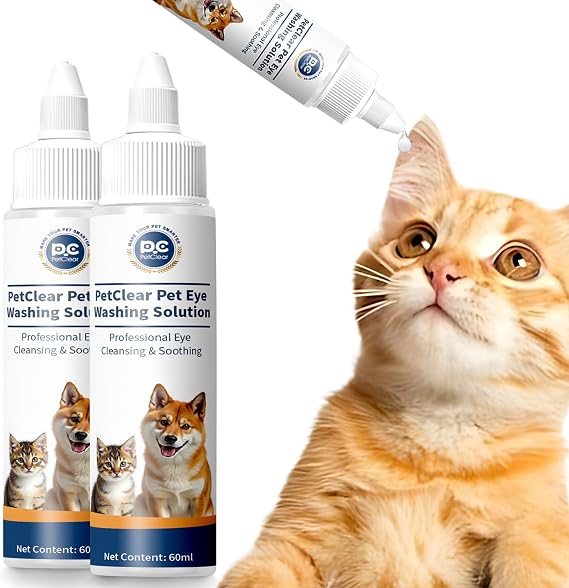 Eye Drops for Dogs and Cats Relieve Eye Itching and Irritation Alcohol-Free Non-Irritating and Natural Eye Cleaning Solution 2 Bottles 120 ml