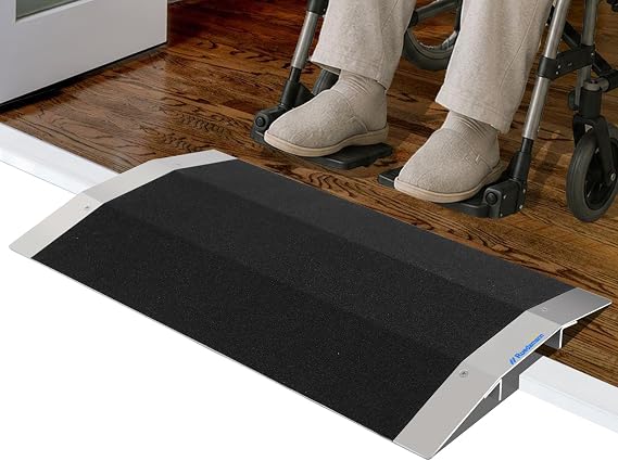 Ruedamann 1.6'' Rise Bridge Threshold Ramp for Doorways, 28'' Wide | Portable Wheelchair Ramp with Removable Support Bars, Fits up to 5" Wide, Sliding Door Ramp for Walker, Scooter, Power Chairs