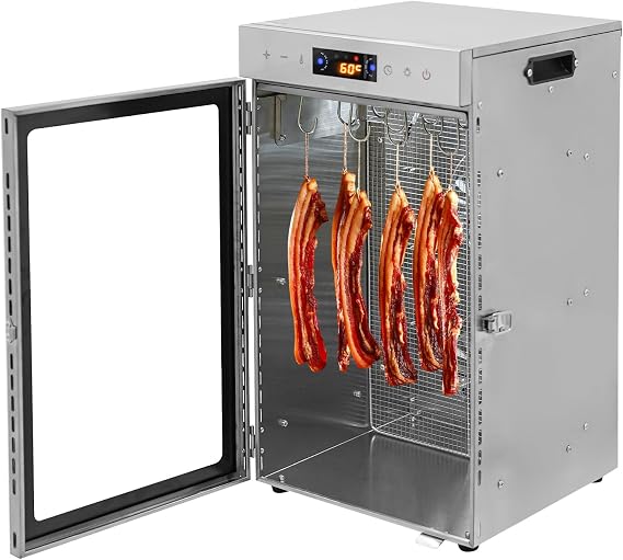 Food Dehydrator Machine, 800W Stainless Steel Meat Dehydrator with LED Control, Meat Curing Chamber with 12 Hooks 86-176F Temp Control and 24H Timer for Jerky, Fruit, Vegetable