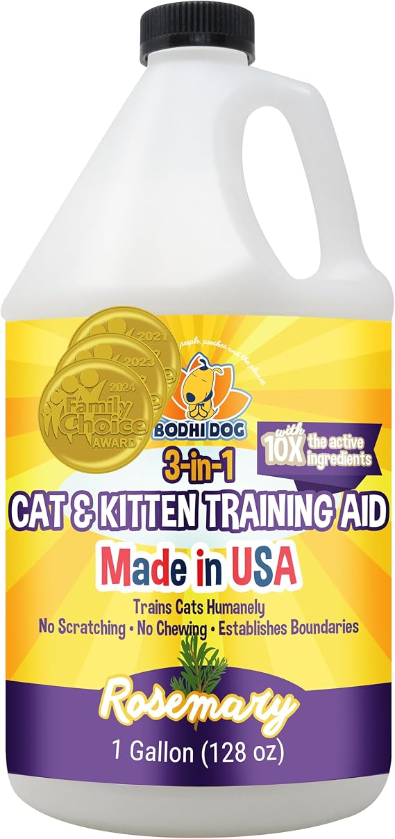 Bodhi Dog 3-in-1 Cat & Kitten Training Aid - Feline Deterrent Spray for Indoor and Outdoor Use - Protect Furniture, Rugs and Plants - Establish Boundaries & Keep Cats Off - Made in USA (1 Gallon)