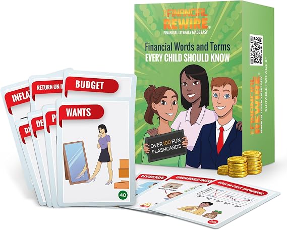 Financial Literacy Flashcards for Kids & Teens | 108 Money & Finance Terms with Images, Definitions & Discussion Prompts | 3 Skill Levels (BeginnerAdvanced) | Deluxe Set with Digital Activity Book