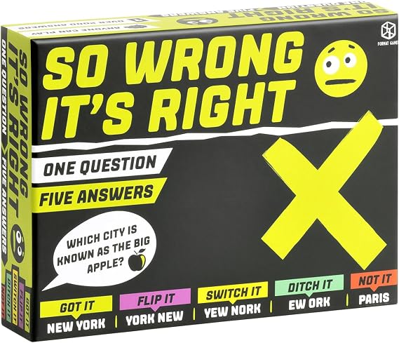 So Wrong It's Right Party Game - Mind-Bending Trivia Fun with a Twist! Fun Family Game for Kids & Adults, Ages 14+, 3+ Players, 60-90 Minute Playtime, Made by Format Games