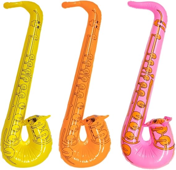3 Pack Inflatable Saxophone for Adults Kids 70cm Blow Up Saxophone Jazz Saxaphone Balloon, Inflatables Photo Props Toy Musical Instruments Accessories for Parties Decoration Festival