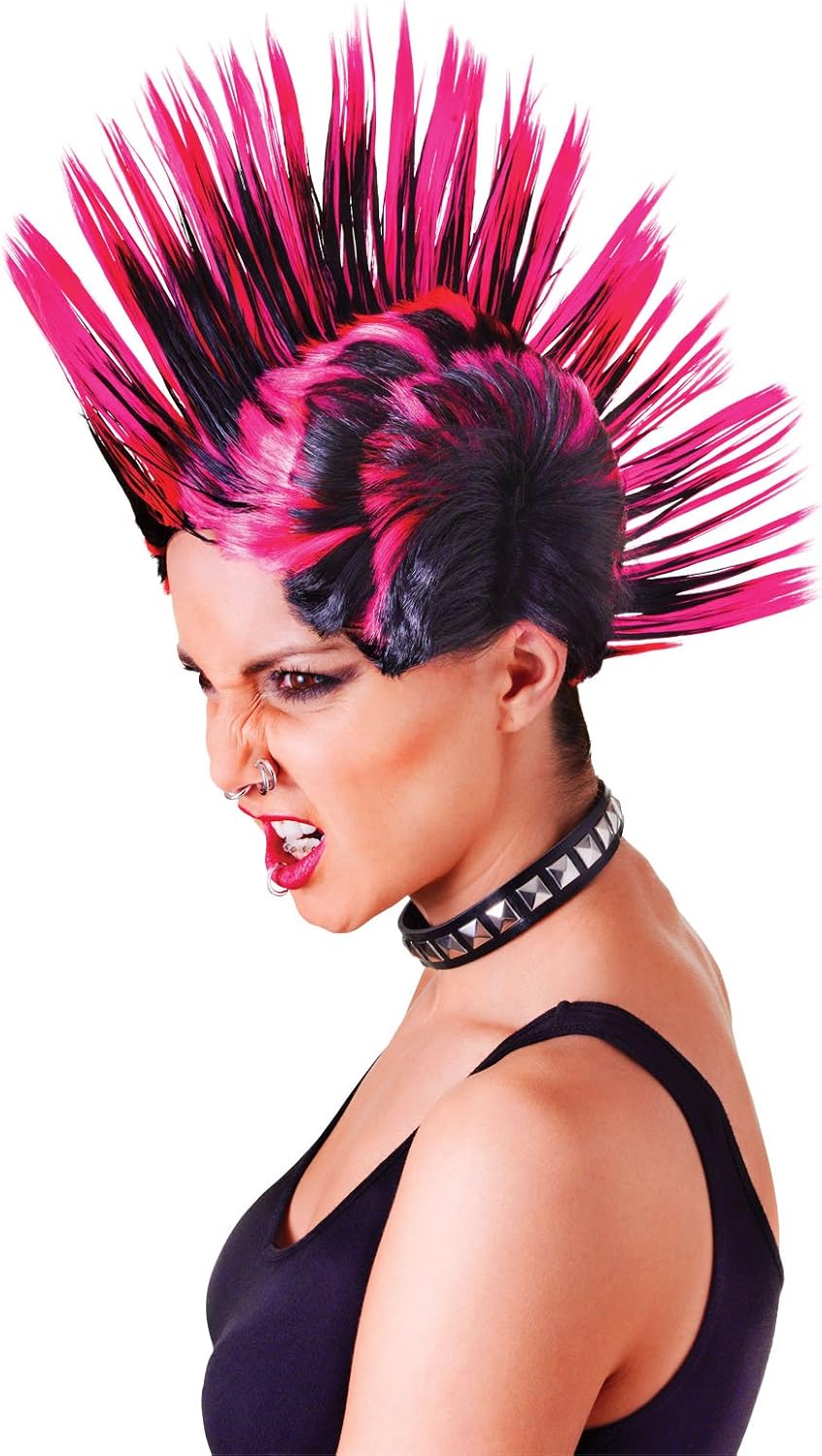 Bristol Novelty womens Mohican Female Wig | For Women Pink, and Black Accessory, Pink Black, One Size UK