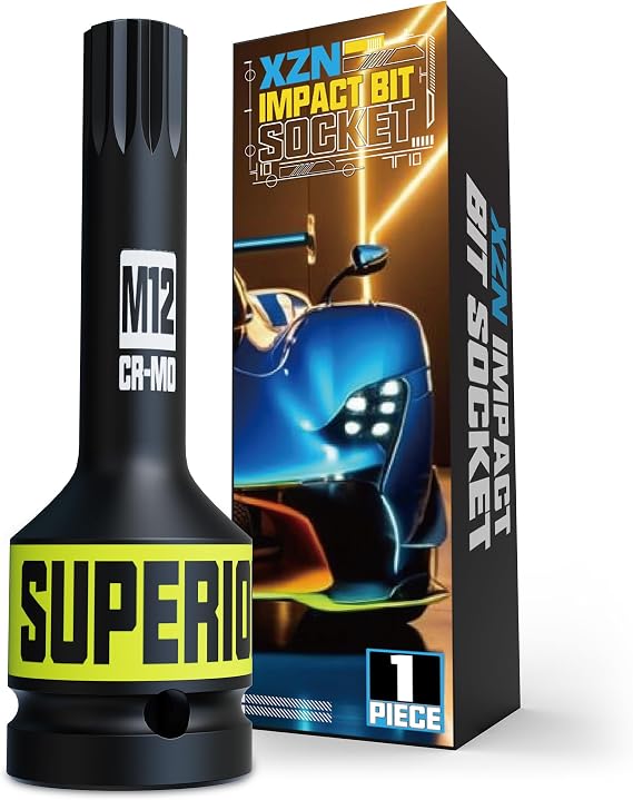 1/2" Drive M12 XZN Bit Socket, Triple Square Spline Bit Socket, CR-MO, Professional Mechanic and Auto Repair