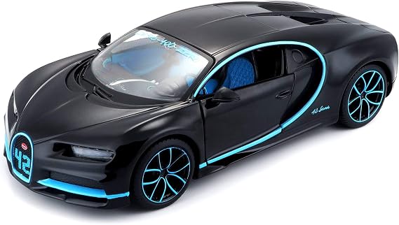 Maisto Bugatti Chiron: 1:24 Scale Model Car, Movable Doors, 19 cm, Grey (531514BK)