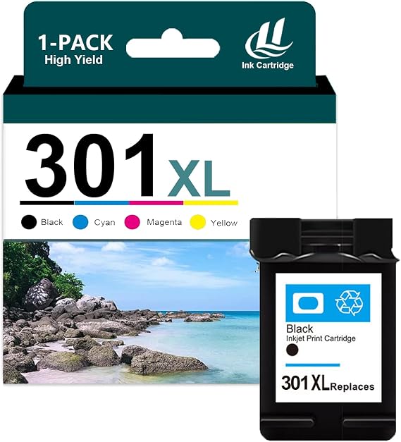 Compatible for HP 301XL Ink Cartridge Combo Pack Replacement for 301 XL Cartridges Fit for HP Deskjet 1011 1012 1015 1050 Envy 4500 4501 4502 OfficeJet 2620 2621 Printers (1 Black)