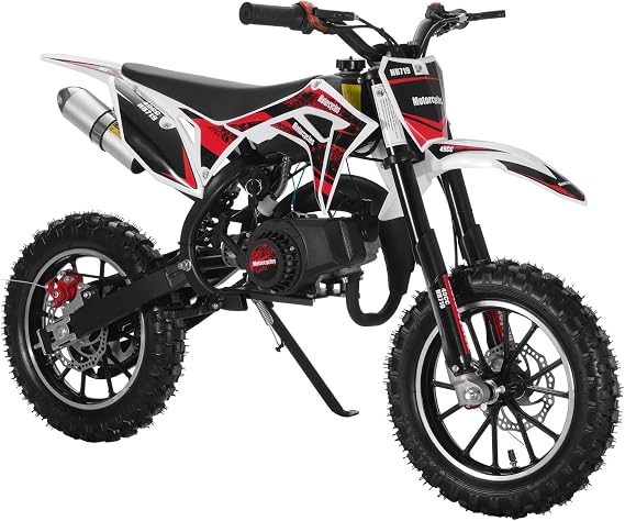 Haloppe 49CC Dirt Bike for Kids and Adult,2-Stroke Gas Motorbike,Off Road Gas Power Motorcycle,Mini Pit Bikes,Mini Gas Dirtbike,Pocket Motorbike with One Click Start,Front Rear Disc Brakes Black