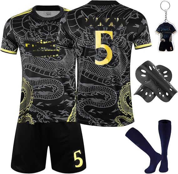Football Kits for Kids Boys, Home Away Soccer Jerseys, Football Kits 2025 Football Training Kits Include Shirts, Shorts, Guard Plate, Keychain and Socks, Gift for Kids Fans