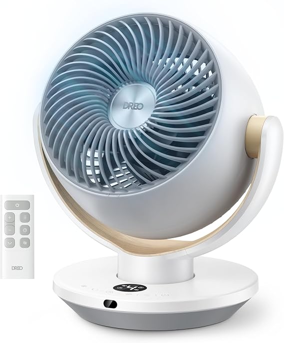 DREO Fan for Bedroom, Desk Air Circulator Fans with Remote, 11 Inch Table Fan for Whole Room, 65ft Powerful Airflow, 120 Vertical Manual and 90 Oscillating, 4 Speeds, 8H Timer, 25dB Quiet, Home